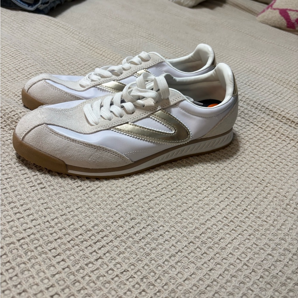 Tretorn White and Gold Sneakers